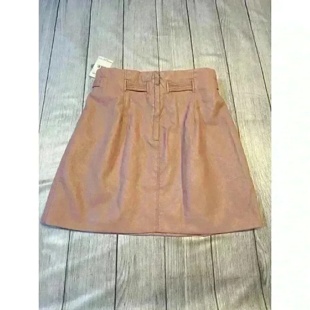 Free People Women's Payton Paperbag‎ Mini Skirt 10 Mauve Swoon #OB1053690 Boho